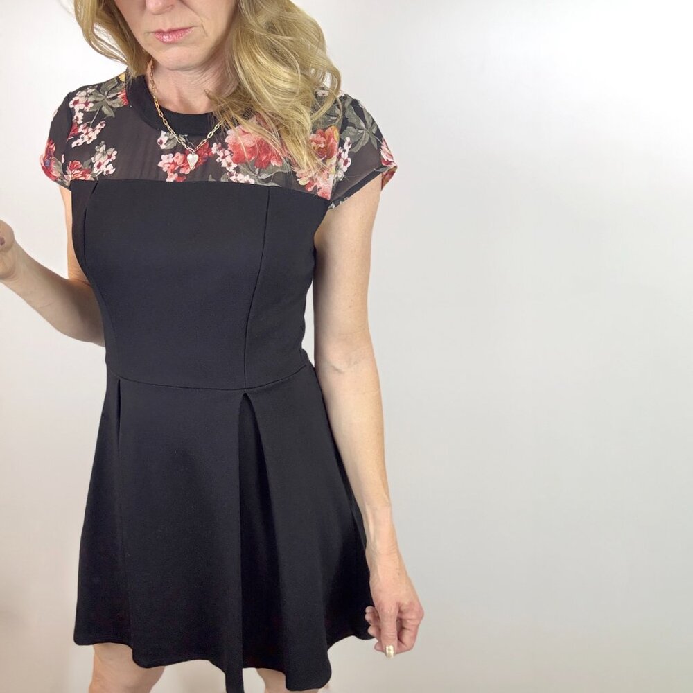 OTD Dress, Made in The USA, M, Black Floral Babydoll